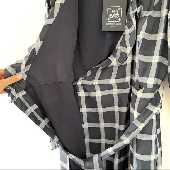 Elizabeth McKay Scotland Silk Wrap Dress in Blue Check - Picture 4 of 8